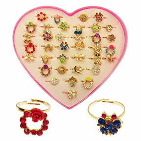 Adjustable Rings - Assorted In Heart Shaped Box