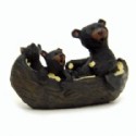 Black Bears In Canoe Figurine